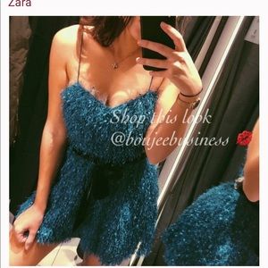Zara blue fringe dress size small